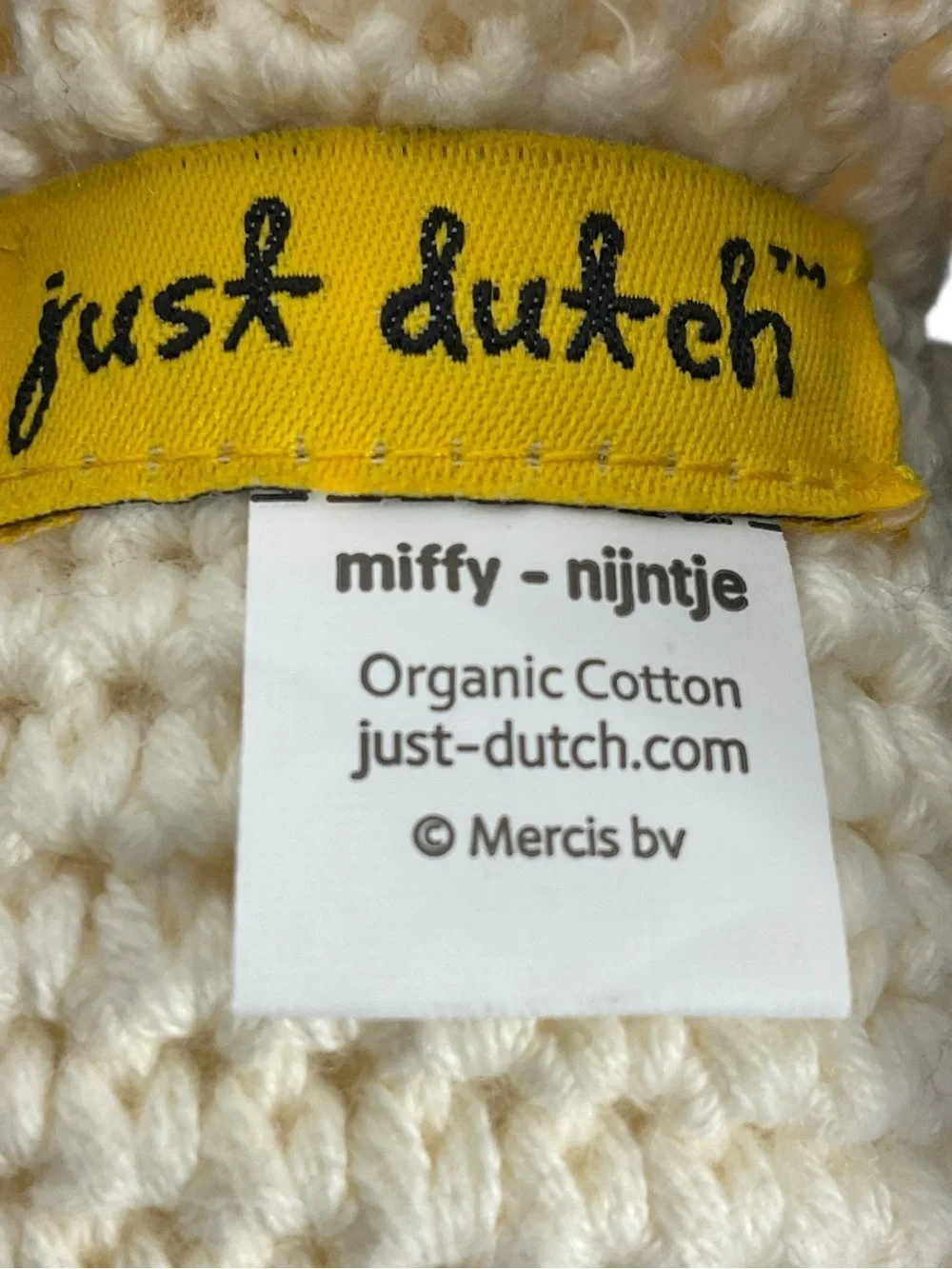 Just Dutch Miffy Nijntje Organic Cotton Crochet Bunny Doll Black Floral Dress